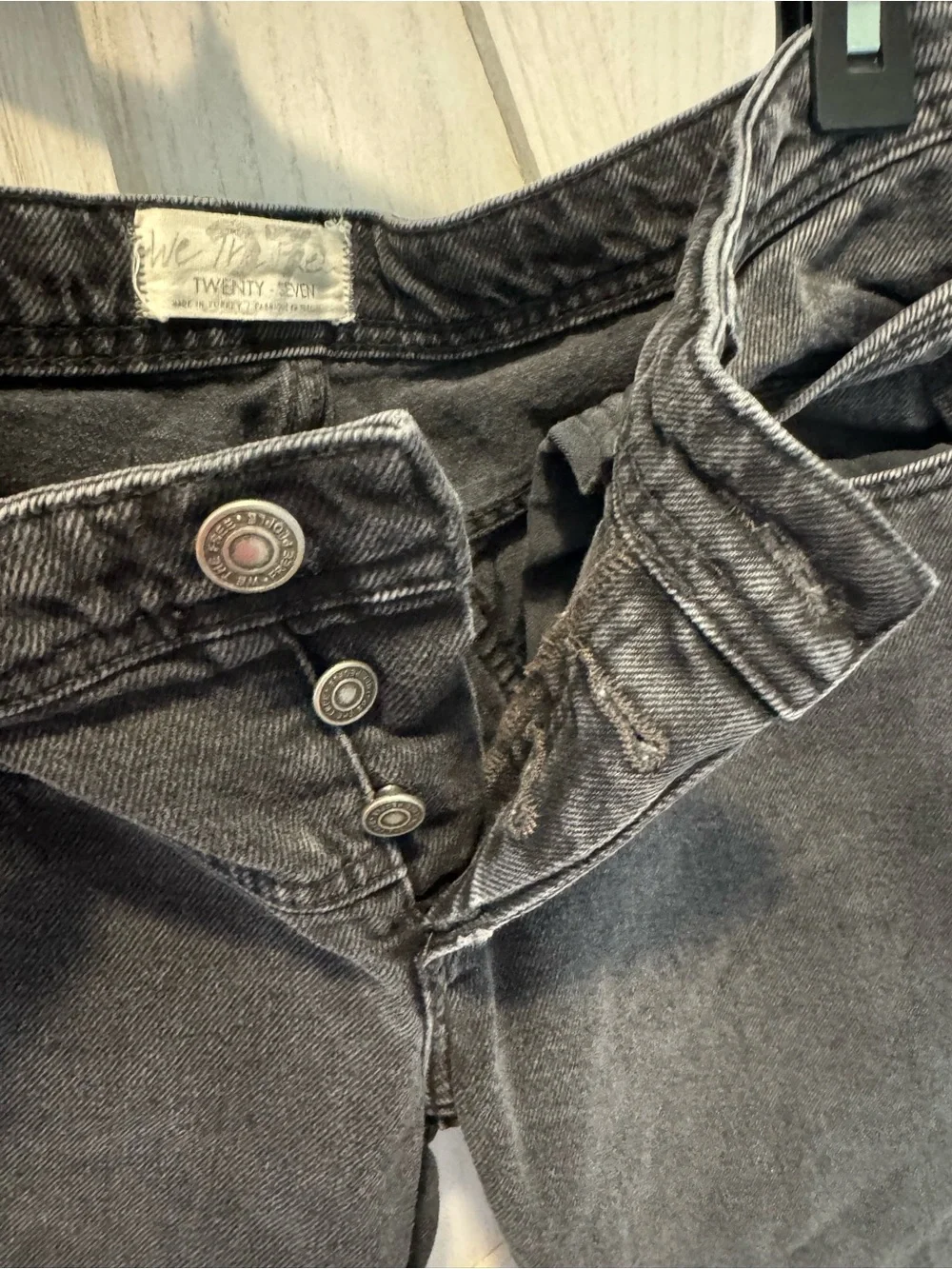 We The Free Black Washed Straight Leg Jeans